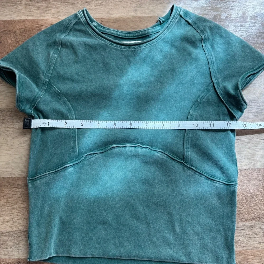 We The Free Protagonist Cropped Cap Sleeve Green Tee XS Top Gorpcore Earthy Boho